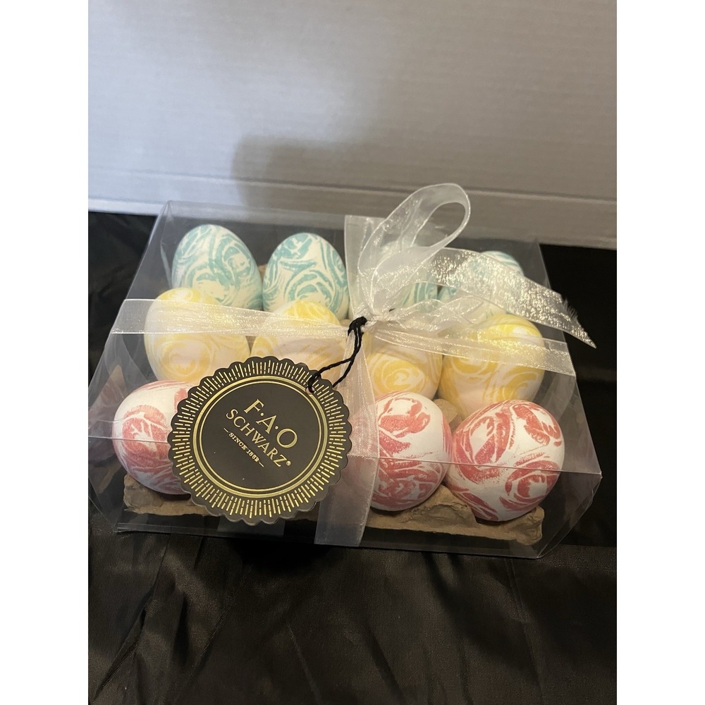 Easter Basket Eggs Plastic Pastel Spring Swirl Decoration Set of 12 NEW FAO